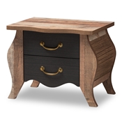 Baxton Studio Romilly Country Cottage Farmhouse Black and Oak-Finished Wood 2-Drawer Nightstand